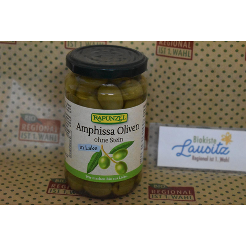 Bio Amphissa grn Oliven ohne Stein in Lake 315g Glas (Rapunzel)