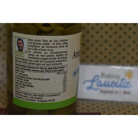 Bio Amphissa grn Oliven ohne Stein in Lake 315g Glas (Rapunzel)