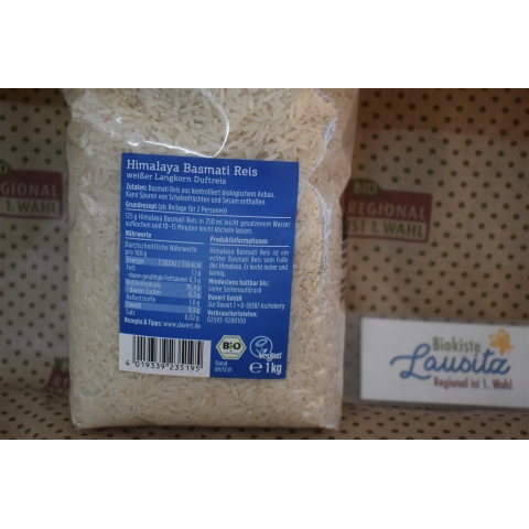 Bio Himalaya Basmati Reis weiß 1kg (Davert)