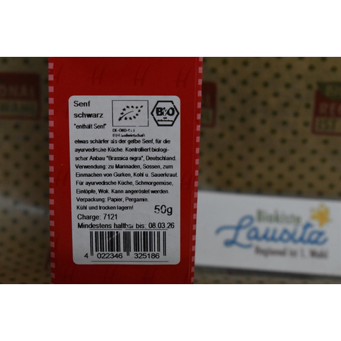 Bio Senf schwarz ganz 50g (Heuschrecke)