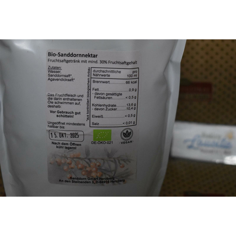 Bio Sanddornnektar 1,5 l Bag