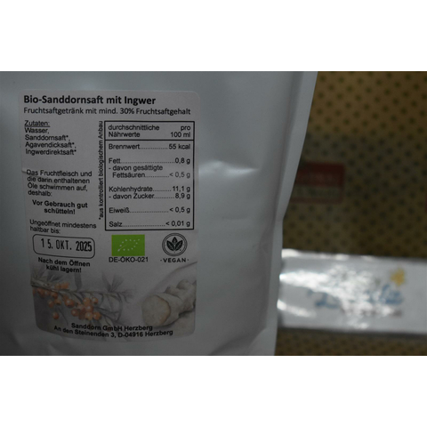 Bio Sanddorn-Ingwer 1,5 l Bag