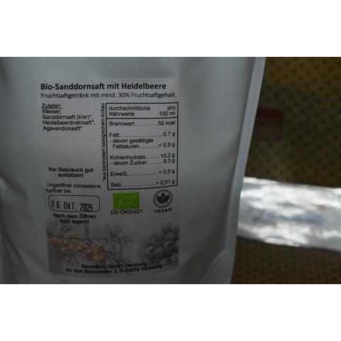 Bio Sanddorn-Heidelbeere 1,5 l Bag