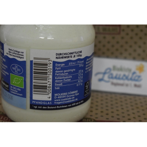 Bio Joghurt Natur 3,8 % 500g Glas