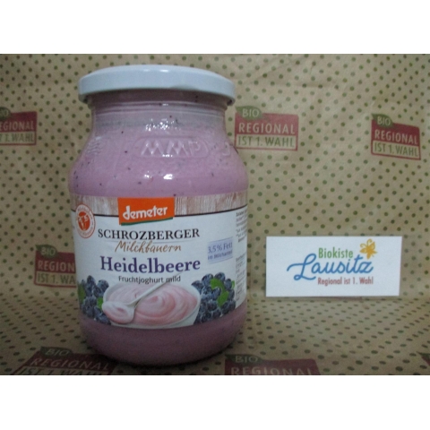 Bio Joghurt Heidelbeere 500g 3,5% Glas