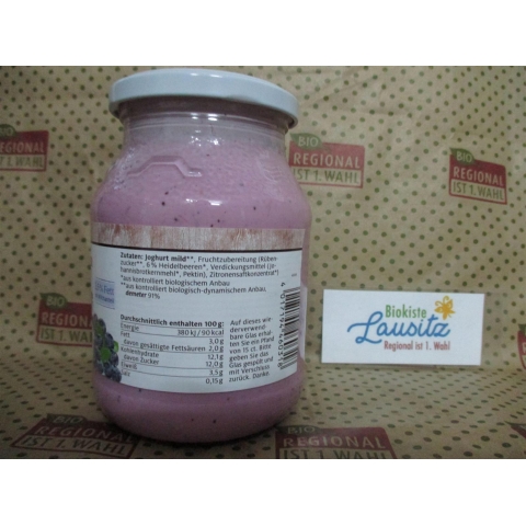Bio Joghurt Heidelbeere 500g 3,5% Glas