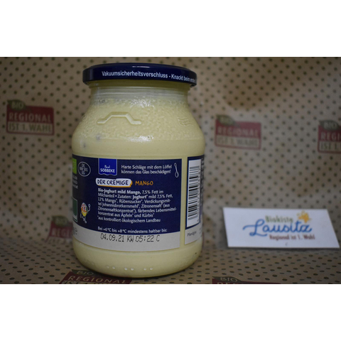 Bio Creme-Joghurt Mango 7,5 % 500g Glas